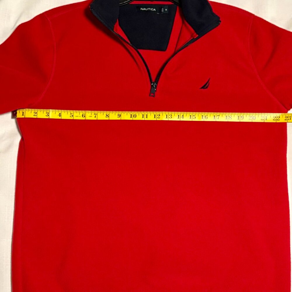 Nautica Red Fleece Pullover Quarter Zipper with Long Sleeves - Picture 7 of 9